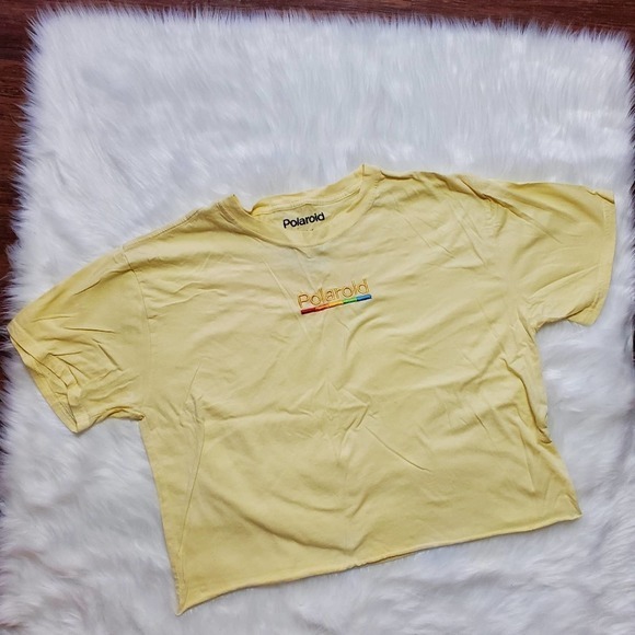 Polaroid Yellow Cropped T Shirt‎ Size Large - Picture 1 of 6